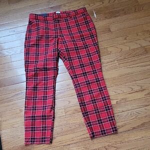 GAP NWT Red and Black Plaid Skinny Ankle Pants size 12